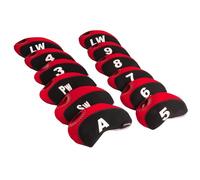 Andux Couvre-Fer Golf Lot de 12 Housses de tête de Club de Golf avec fenêtre Transparente (Noir/Rouge)