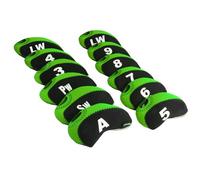 Andux Couvre-Fer Golf Lot de 12 Housses de tête de Club de Golf avec fenêtre Transparente (Noir/Vert)