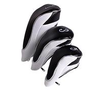 Andux Couvre-têtes de Club en Bois Golf 460cc Driver Fairway avec Fermeture à glissière Lot de 3 Blancs