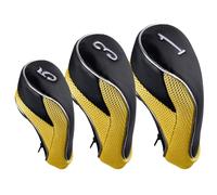 Andux Couvre-têtes de Club en Bois Golf 460cc Driver Fairway avec Fermeture à glissière Lot de 3 Jaunes