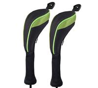 Andux CTMT-01 Lot de 2 Couvre-Clubs de Golf Hybrides à col Long avec Cadran numéro CTMT-01 Noir/Vert