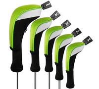 Andux Ensemble de Couvre-tête en Bois pour Clubs de Golf 460cc, Long Cou, Paquet de 5 Vert