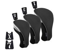 Andux Golf 460cc Couvre Drivers Couvre-Bois Clubs 3 pièces/Ensemble Noir