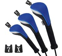 Andux Golf 460cc Driver Couvre-Bois Couvre-Clubs Cou Extra Longues Bleu 3 pièces/Ensemble
