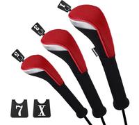 Andux Golf 460cc Driver Couvre-Bois Couvre-Clubs Cou Extra Longues Rouge 3 pièces/Ensemble
