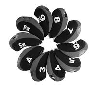 Andux Golf Fer Tête couvertures avec Nombre Tag Lot de 10 Gris/Noir