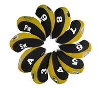 Andux Golf Fer Tête couvertures avec Nombre Tag Lot de 10 Noir/Jaune