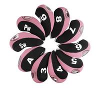 Andux Golf Fer Tête couvertures avec Nombre Tag Lot de 10 Noir/Rose