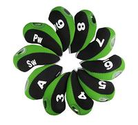 Andux Golf Fer Tête couvertures avec Nombre Tag Lot de 10 Noir/Vert Lime