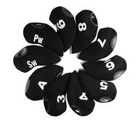 Andux Golf Fer Tête couvertures avec Nombre Tag Lot de 10 Pur Noir