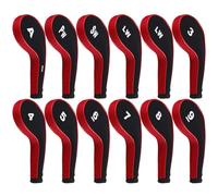 Andux La Tête de Club de Fer de Golf d'impression de Nombre Couvre Le Long Cou avec la Tirette Lot de 12 Noir/Rouge