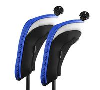 Andux Lot de 2 Couvre-Clubs de Golf Hybrides en Maille avec Cadran numéro d'étiquettes Bleu