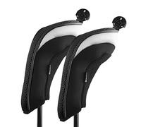 Andux Lot de 2 Couvre-Clubs de Golf Hybrides en Maille avec Cadran numéro d'étiquettes Noir