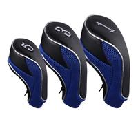 Andux Lot de 3 Couvre-Clubs de Golf 460 CC avec Fermeture éclair - Bleu