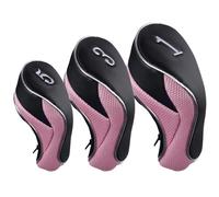 Andux Lot de 3 Couvre-Clubs de Golf 460 CC avec Fermeture éclair Rose