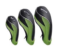 Andux Lot de 3 Couvre-Clubs de Golf 460 CC avec Fermeture éclair Vert