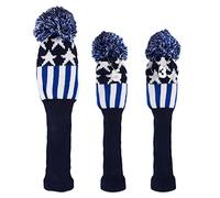 Andux Lot de 3 housses de tête de club de golf 460 cc en bois de parcours à rayures bleues MT/MG77