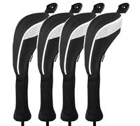 Andux Lot de 4 couvre-clubs hybrides longs avec numéros interchangeables CTMT-01, blanc