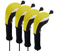 Andux Lot de 4 Couvre-têtes de Club de Golf Hybrides avec Cadran n° CTMT-02 Jaune