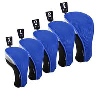 Andux Lot de 5 couvre-têtes de club de golf en bois de parcours pour conducteur de 460 cc - Bleu