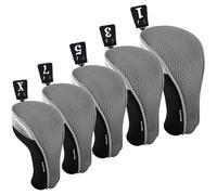 Andux Lot de 5 couvre-têtes de club de golf en bois de parcours pour conducteur de 460 cc - Gris