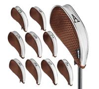 Andux Maille Golf Couvre-Fer avec Fermeture à glissière 10 pièces/Ensemble Café/cendré