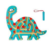 Andux Mini Animaux Jeu de Puzzle Magnétique Labyrinthe Jouet en Bois à Bord pour Enfants MGYX-01 (Brontosaurus)