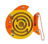 Andux Mini Animaux Jeu de Puzzle Magnétique Labyrinthe Jouet en Bois à Bord pour Enfants MGYX-01 (Poisson)