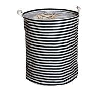 Andux Paniers à Linge Pliables Linge De Coton Organisateur de Jouets Stockage (Navy Stripe) ZYL-01