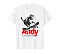 ANDY - beau nom de garçon avec un chat & skateboard T-Shirt