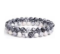 Andy & C Bracelet homme 2 pièces avec pierres naturelles Bracelet Boîte cadeau Fiançailles Femme Chakra avec véritables pierres naturelles Tibétain Yoga Bijoux
