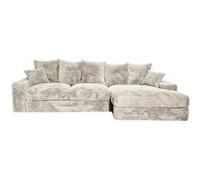 Lisa Design - Andy - Canapé d'angle Droit 5 Places en Fausse Fourrure côtelée, Beige