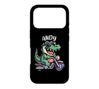Andy Funny Alligator Moto Design pour garçon Nom Andy Coque pour iPhone 17 Pro