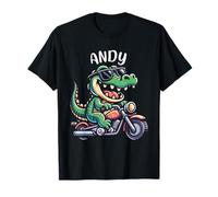 Andy Funny Alligator Moto Design pour garçon Nom Andy T-Shirt