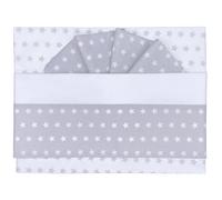 Andy & Helen Lot de 3 berceaux. Dessus + dessous avec élastiques pour berceaux, hanches de lit + taie d'oreiller tout en motif étoiles, gris