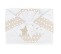 Andy & Helen Parure de lit 3 pièces brodé + Dessous avec élastiques et taie d'oreiller. Convient aux Lits Maxi, Next to ME, côté lit, crème