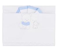 Andy & Helen Parure de lit 3 pièces brodé + dessous avec élastiques et taie d'oreiller. Convient pour berceaux, nacelles et landaux, bleu clair