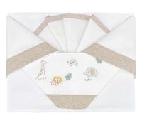 Andy & Helen Parure de lit bébé brodée + Dessous avec élastiques et taie d'oreiller, crème