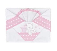 ANDY & HELEN® - Parure de lit pour Berceau/Landau brodée + Drap-Housse avec élastiques et taie d'oreiller, Rose