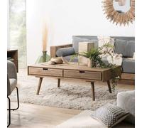 Andy - table basse marron scandi rectangulaire 4 tiroirs bois