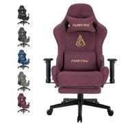 Andyou Chaise Gaming Ergonomique et Fauteuil Gamer avec Repose-Pieds Télescopique Coussin à Ressorts, Support Lombaire et Hauteur Réglable 200kg Rouge