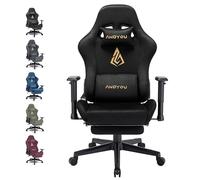 Andyou Chaise Gaming Ergonomique et Fauteuil Gamer avec Repose-Pieds Télescopique Coussin à Ressorts, Support Lombaire et Hauteur Réglable 200kg