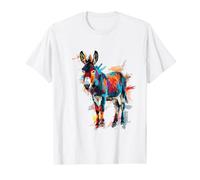 Ane Animal Abstrait Motif Peinture Coloré Ane T-Shirt