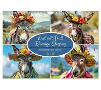 Âne avec chapeau ! Élégance florale pour un conte de fées tendance (calendrier mural 2026 DIN A4 paysage) calendrier mensuel CALVENDO