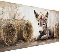Âne Diamond Painting Adulte Grand Format 40x100cm, 5D DIY Broderie Diamant Kit Complet Fleur, Diamant Peinture Artisanat Point de Croix Cristal Painting pour Decoration Maison, Cadeau Femme,Model385