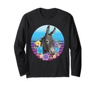 Âne Mignon avec Fleur Floral Farm Mule Ânes Animal Manche Longue