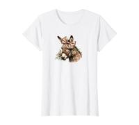 Âne Portant Un nœud et Mangeant des Fleurs T-Shirt Graphique avec Valeur, Femme, Blanc, XS