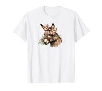 Âne Portant Un nœud et Mangeant des Fleurs T-Shirt Graphique avec Valeur, Homme, Blanc, S
