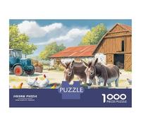Âne Puzzle 1000 Pièces Scène de fermepour Passionnés Carton Épais Anti-Stress pour S'amuser Prix Promo avec Affiche Guide 52x38cm/1000pcs