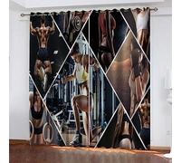 ANEEHA Lot de 2 Rideau Salle de Sport Rideaux Occultants 132x214 cm des Sports Imprimé 3D Draperies Ntérieurs Rideaux de Fenetre Isolant Thermique Décoration Rideaux pour Chambre Salon